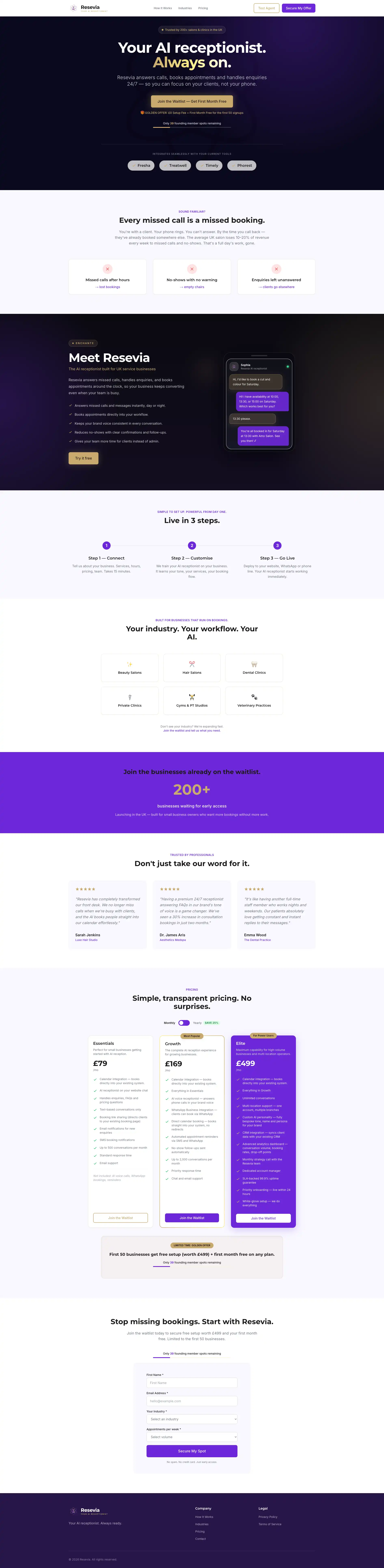 Resevia Website